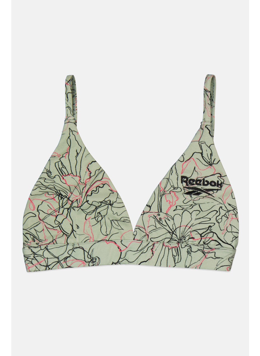 Reebok Women Non Padded Floral Print Bralette, Sage Combo  - Image 1