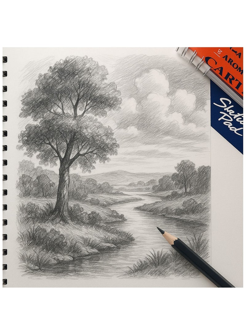 أروما دفتر رسم فني B4 - 50 ورقة - ورق كاربون 120gsm - دفتر رسم B4 (250x350 مم) - ورق رسم أبيض فاخر - Image 2