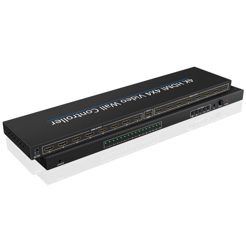 وحدة تحكم بجدار الفيديو بدقة 4K مع مخرج HDMI بـ16 قناة ومدخل بدقة 3840x2160P30 - تشغيل سهل بالتوصيل والتشغيل، وحدة تحكم بجدار فيديو 2x2 مع دعم للتوصيل المتعدد. - Image 1