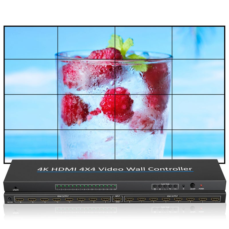 وحدة تحكم بجدار الفيديو بدقة 4K مع مخرج HDMI بـ16 قناة ومدخل بدقة 3840x2160P30 - تشغيل سهل بالتوصيل والتشغيل، وحدة تحكم بجدار فيديو 2x2 مع دعم للتوصيل المتعدد. - Image 5