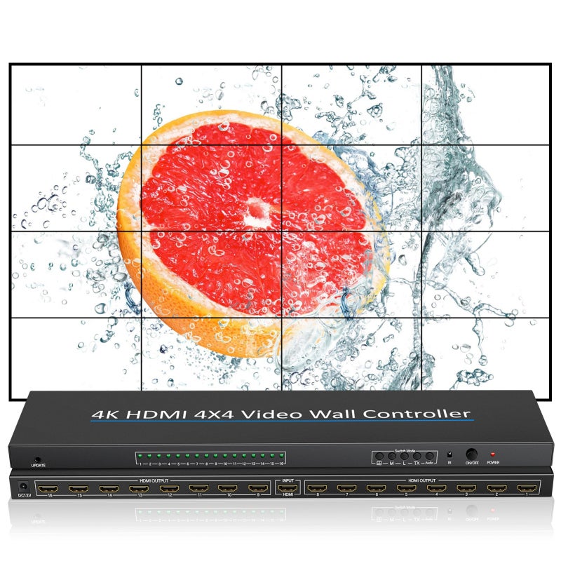 وحدة تحكم بجدار الفيديو بدقة 4K مع مخرج HDMI بـ16 قناة ومدخل بدقة 3840x2160P30 - تشغيل سهل بالتوصيل والتشغيل، وحدة تحكم بجدار فيديو 2x2 مع دعم للتوصيل المتعدد. - Image 3