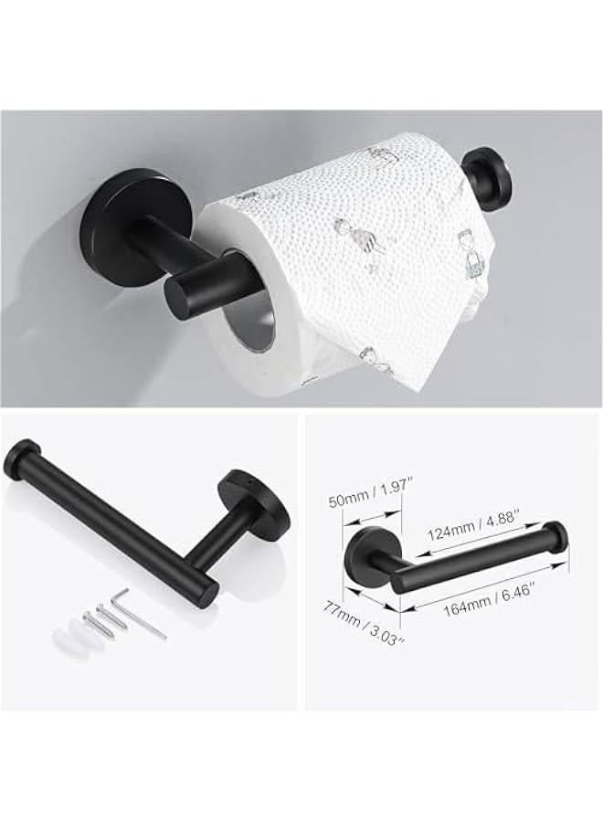 HOOKOR Bathroom Hardware Set,4 Piece Stainless Steel Bathroom Hardware Set Include Hand Towel Ring, Toilet Paper Holder,and 2 Robe Towel Hooks,Bathroom Hardware Accessories Set (Black)  - Image 3