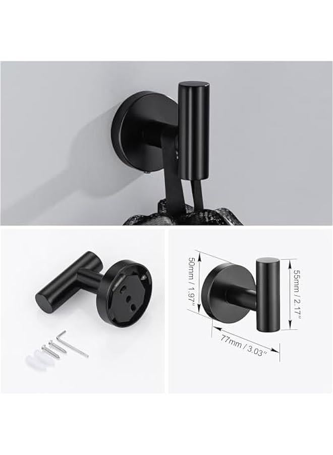 HOOKOR Bathroom Hardware Set,4 Piece Stainless Steel Bathroom Hardware Set Include Hand Towel Ring, Toilet Paper Holder,and 2 Robe Towel Hooks,Bathroom Hardware Accessories Set (Black)  - Image 4