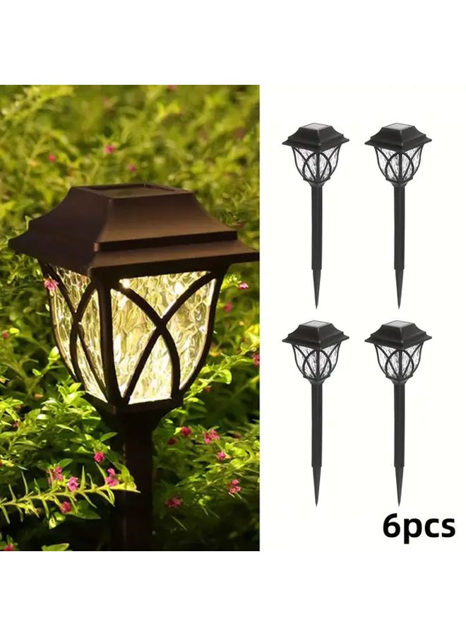 6 Pack Outdoor Solar Retro Square Grid Landscape Lawn Lights Warm Light - Image 1