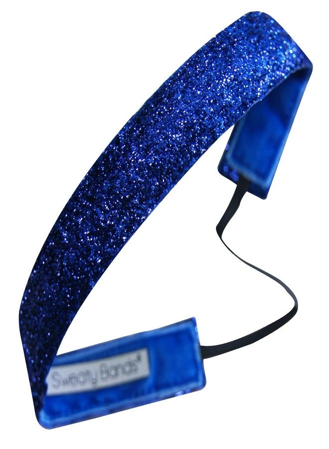 Sweaty Bands Womens Girls Headband - Non-Slip Velvet-Lined Sparkly Hairband - Viva Diva Royal Blue 1-Inch - Image 1