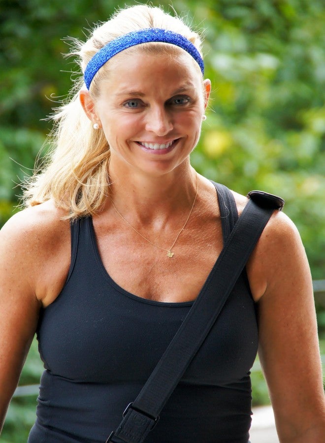 Sweaty Bands Womens Girls Headband - Non-Slip Velvet-Lined Sparkly Hairband - Viva Diva Royal Blue 1-Inch - Image 5