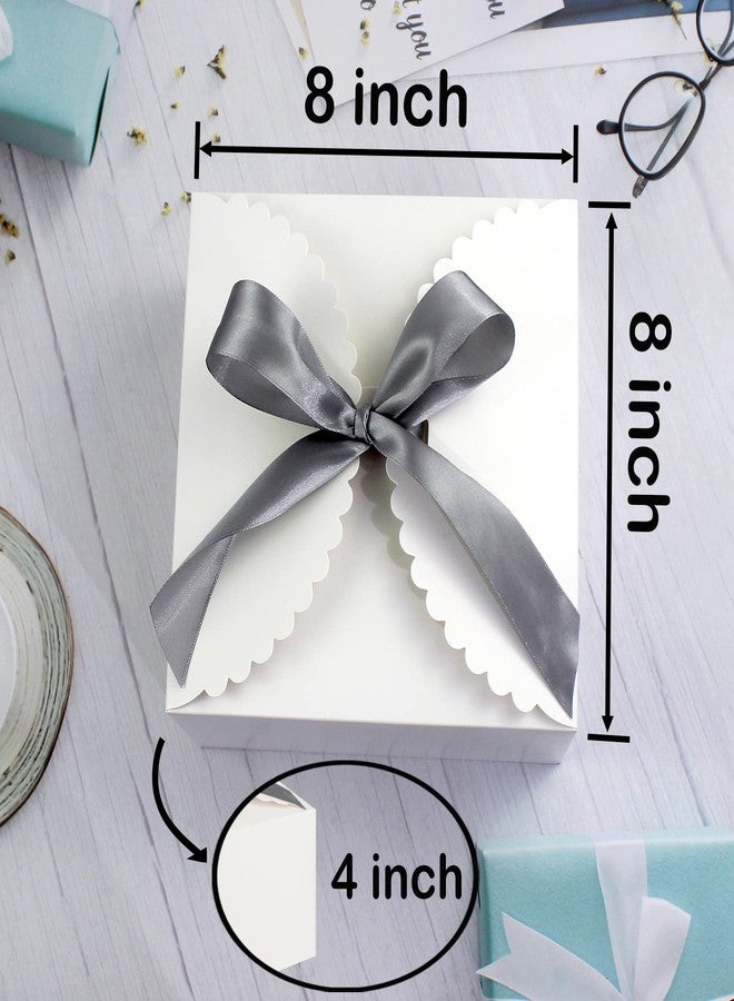 WEWILUCK 8"x 8"x 4" White Gift Boxes with Lids and Ribbons, 6 Pack Foldable Cardboard Paper Boxes for Gifts, Bridesmaid Proposal Boxes, Wedding Birthday Party Favor Boxes, Sturdy Reusable Bulk Gift Boxes - Image 4