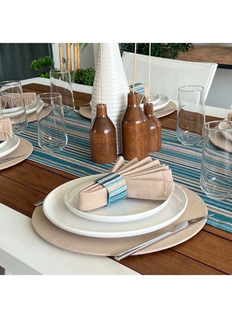 Desenİzmir - PatternIzmir American Service Linen Effect Pattern Set 6 Underlay, 6 Fabric Napkins, 6 Napkin Rings and Runner Cover Combination 2 - Image 1