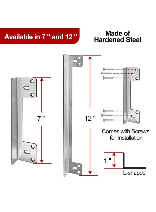 MOSECYOU Door Latch Guard Plate 7” with 1” Offset Cover, Satin Nickel, Outswing Door Security Protector Shield, Heavy Duty Version, Door Knob/Deadbolt Latch Protector Plate (1 Pack) - Image 3