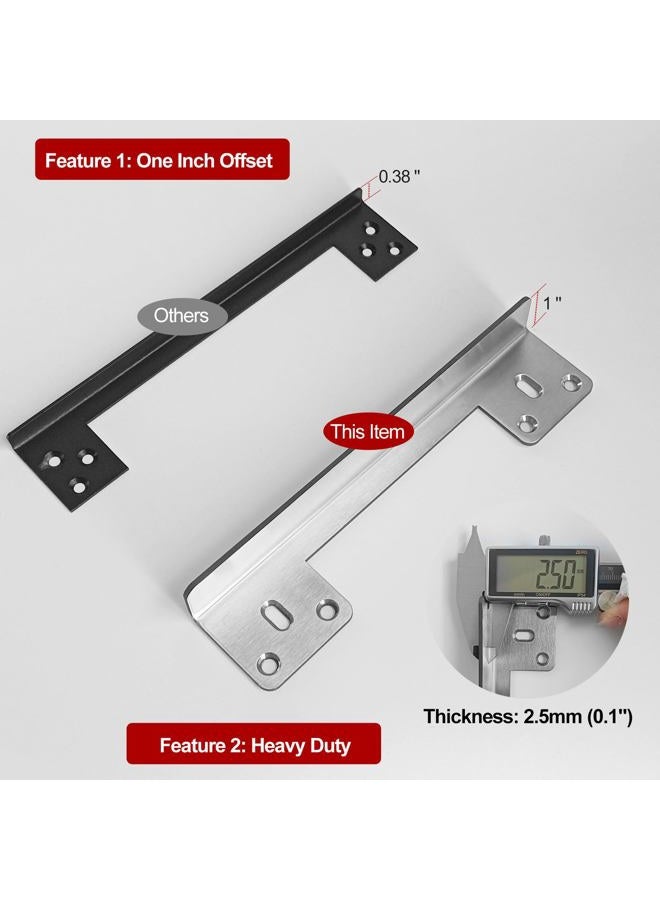 MOSECYOU Door Latch Guard Plate 7” with 1” Offset Cover, Satin Nickel, Outswing Door Security Protector Shield, Heavy Duty Version, Door Knob/Deadbolt Latch Protector Plate (1 Pack) - Image 4