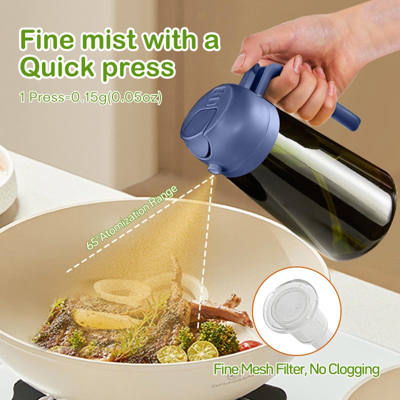 ‎YARRAMATE Yarramate 16Oz/470Ml Dark Green Oil Sprayer For Cooking With Stickers  Food-Grade Premium 2 In 1 Olive Oil Dispenser Bottle For Kitchen Gadgets  Air Fryer  Salad  Frying  Bbq (Navy) - Image 5