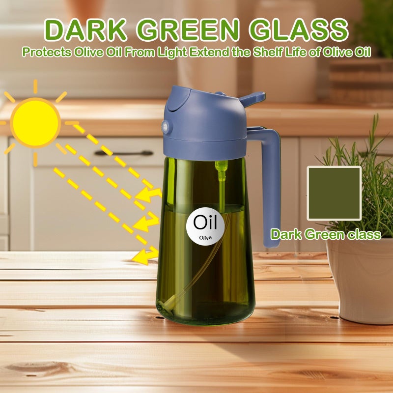 ‎YARRAMATE Yarramate 16Oz/470Ml Dark Green Oil Sprayer For Cooking With Stickers  Food-Grade Premium 2 In 1 Olive Oil Dispenser Bottle For Kitchen Gadgets  Air Fryer  Salad  Frying  Bbq (Navy) - Image 3