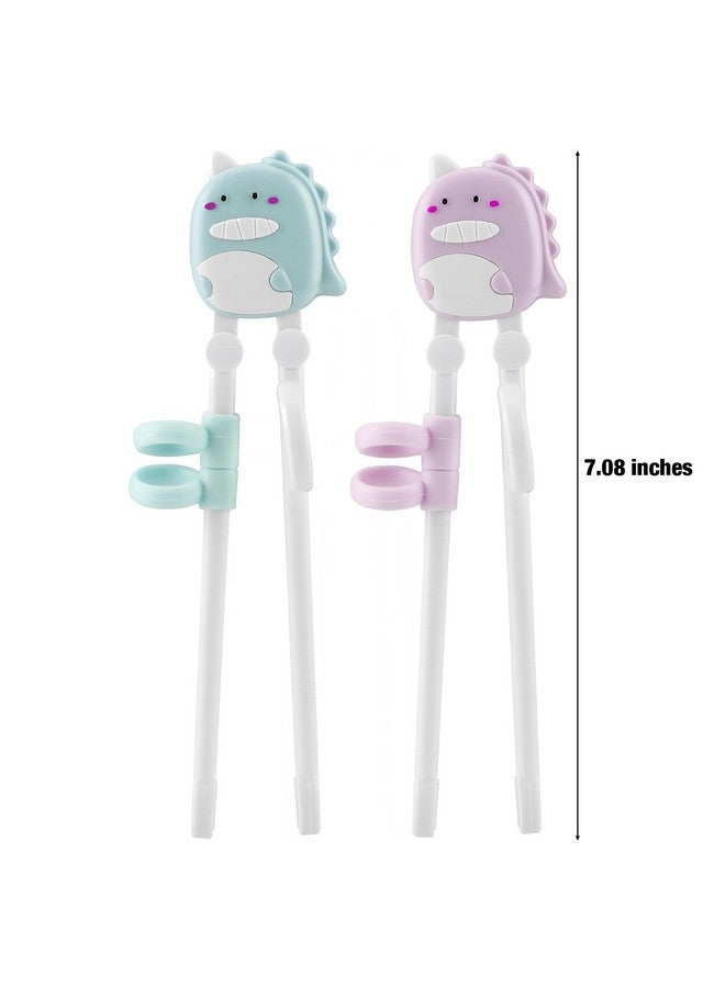 PandaEar عصا تناول الطعام للأطفال من باندا إير - زوجين، عصا تناول الطعام للأطفال على شكل ديناصور لتعلم المبتدئين - Image 2