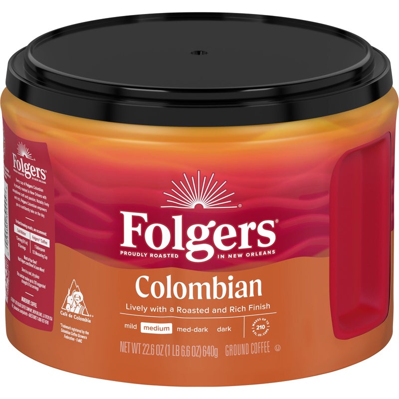 Folgers Colombian Medium Roast Ground Coffee, 22.6 Ounce - Image 1