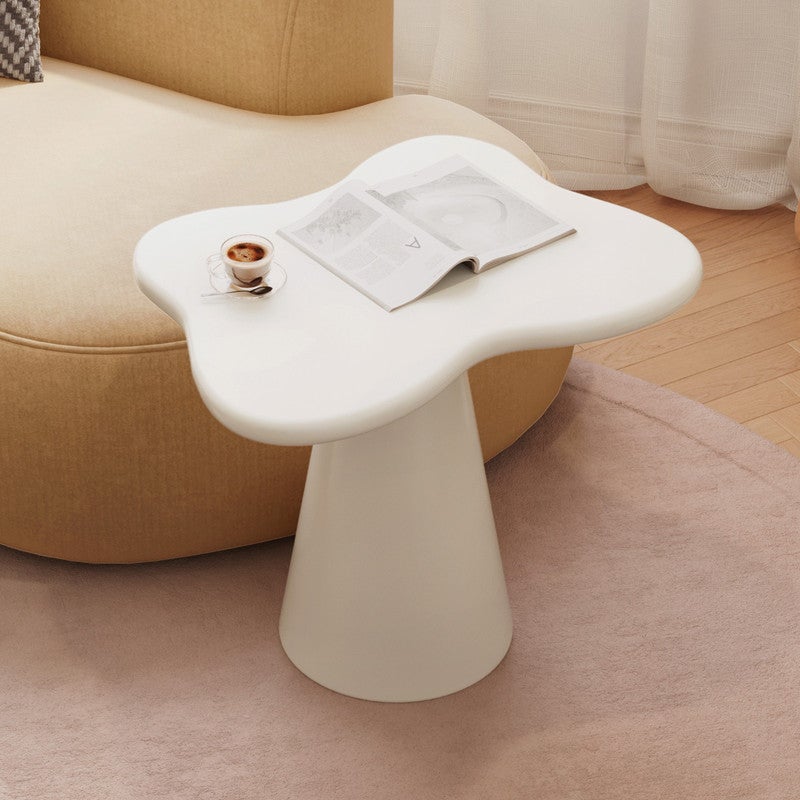 Irregular side table, sofa small side table, indoor coffee table, cute design creative side table, suitable for living room, bedroom, small space, easy to assemble, milky white - Image 4