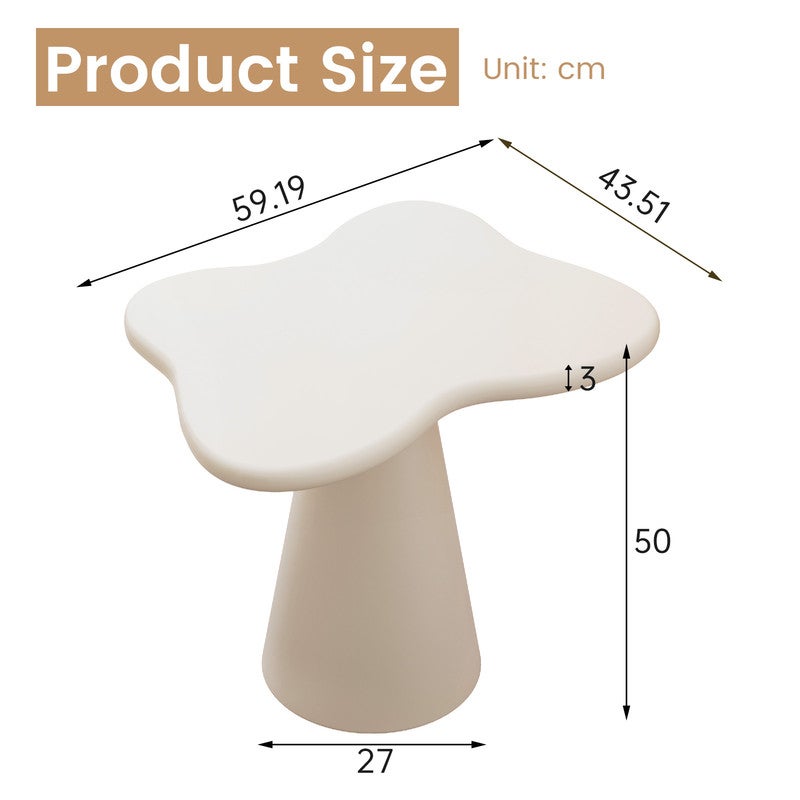 Irregular side table, sofa small side table, indoor coffee table, cute design creative side table, suitable for living room, bedroom, small space, easy to assemble, milky white - Image 2
