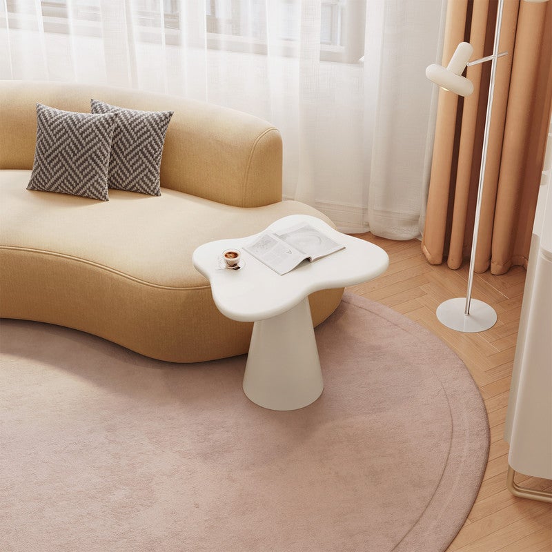 Irregular side table, sofa small side table, indoor coffee table, cute design creative side table, suitable for living room, bedroom, small space, easy to assemble, milky white - Image 5