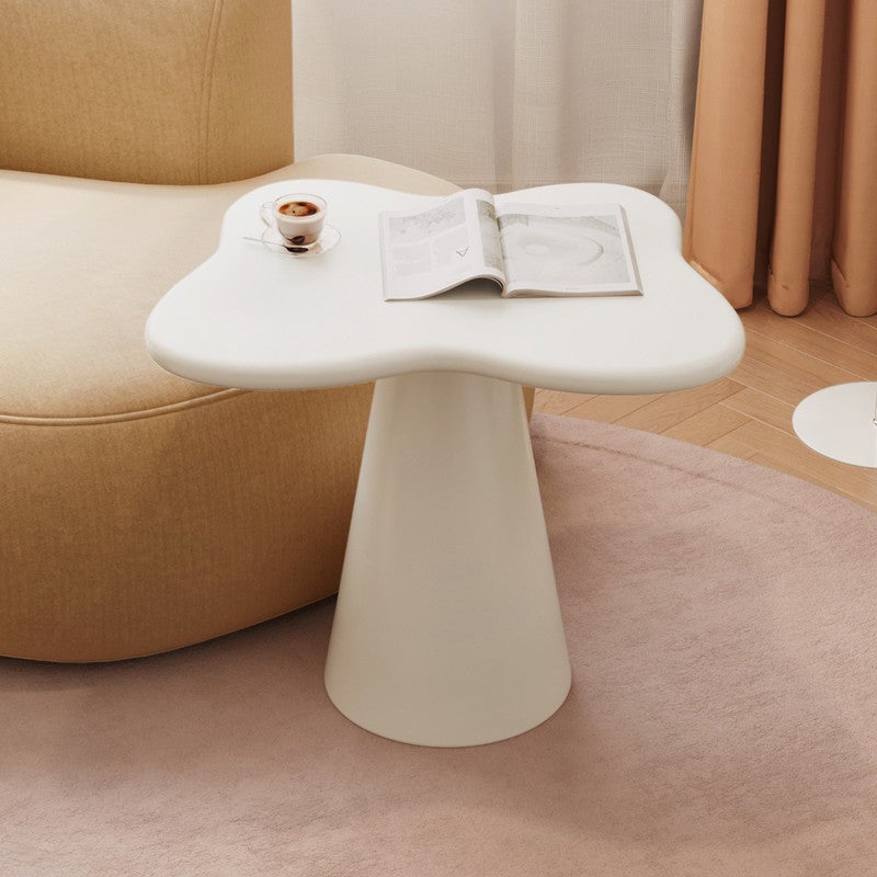 Irregular side table, sofa small side table, indoor coffee table, cute design creative side table, suitable for living room, bedroom, small space, easy to assemble, milky white - Image 1