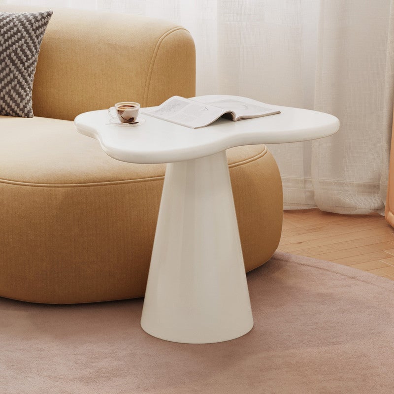 Irregular side table, sofa small side table, indoor coffee table, cute design creative side table, suitable for living room, bedroom, small space, easy to assemble, milky white - Image 3