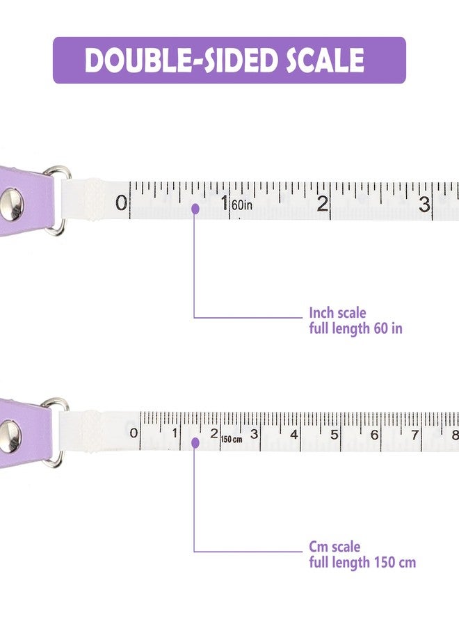HEMOTON Sewing Tape Measure, 150 cm 60 Inch Leather Retractable Body Measuring Tape，Tailor Fabric Small Tape Measure for Body Fabric Sewing (1 Pack, Purple) - Image 4
