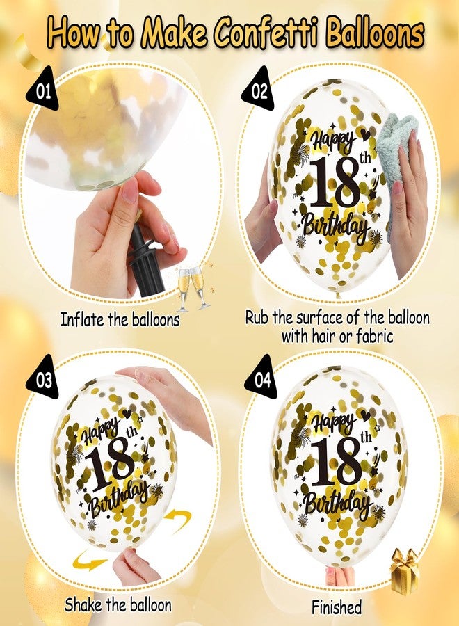 Yoirrat 18th Birthday Balloons for Boys - 24Pcs Black, Gold, White Party Decorations for Girls - Happy Birthday Decor Supplies - Image 3