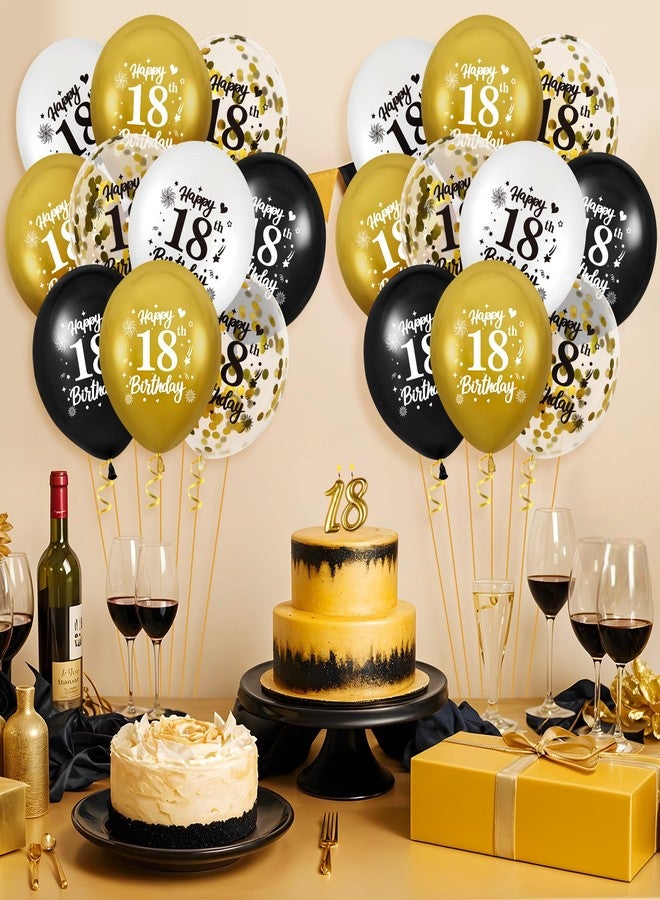 Yoirrat 18th Birthday Balloons for Boys - 24Pcs Black, Gold, White Party Decorations for Girls - Happy Birthday Decor Supplies - Image 2
