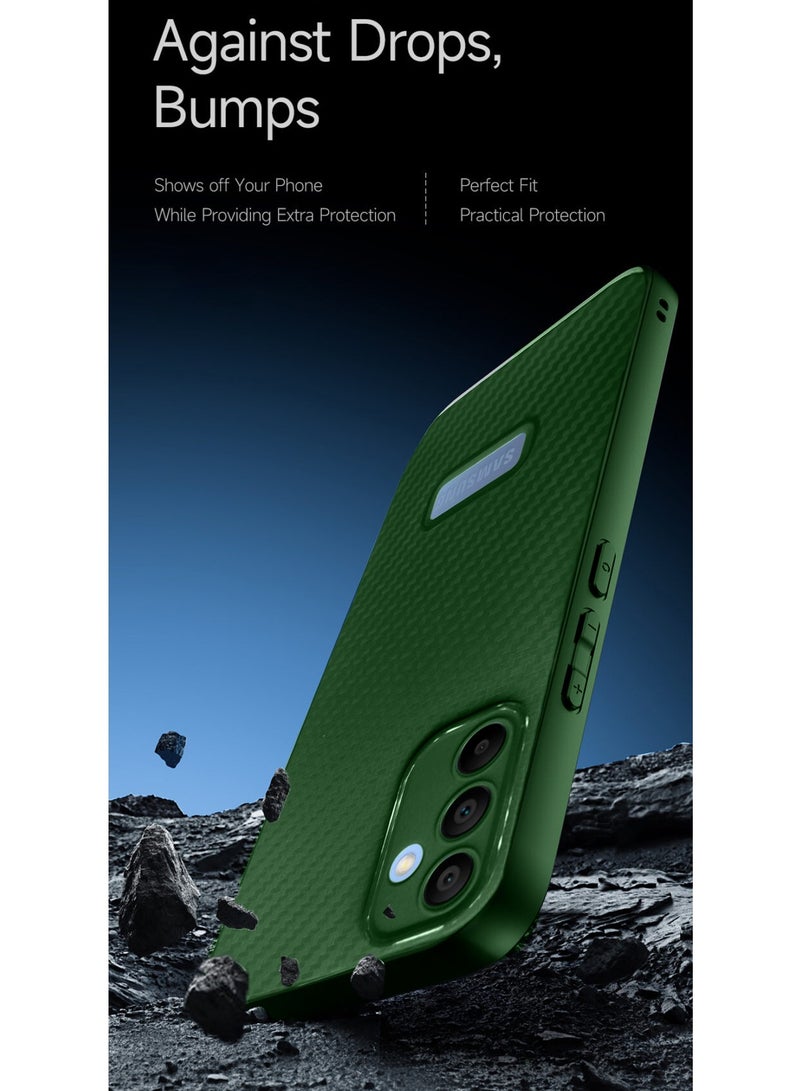Wtech Soft Liquid Silicone Carbon Fiber Texture Case Cover For Samsung Galaxy A25 5G 2023 Dark Green - Image 4