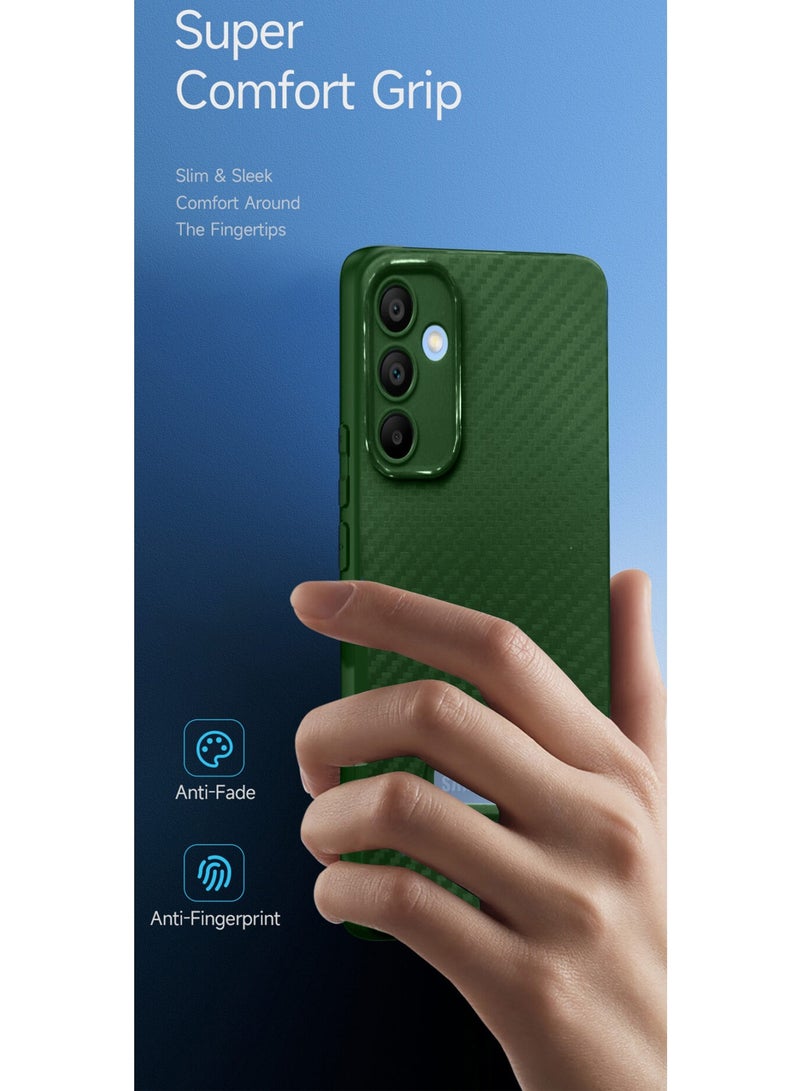 Wtech Soft Liquid Silicone Carbon Fiber Texture Case Cover For Samsung Galaxy A25 5G 2023 Dark Green - Image 2