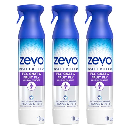 Zevo Flying Insect Killer Spray - Bug Spray for Home Use - Versatile Gnat, Mosquito, Fruit Fly Killer & More - with Rosemary & Cornmint Oil - for Indoor & Outdoor Use (3 Bottles) - Image 1