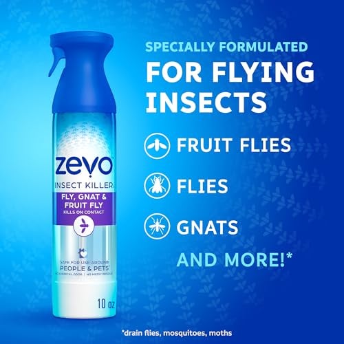 Zevo Flying Insect Killer Spray - Bug Spray for Home Use - Versatile Gnat, Mosquito, Fruit Fly Killer & More - with Rosemary & Cornmint Oil - for Indoor & Outdoor Use (3 Bottles) - Image 2