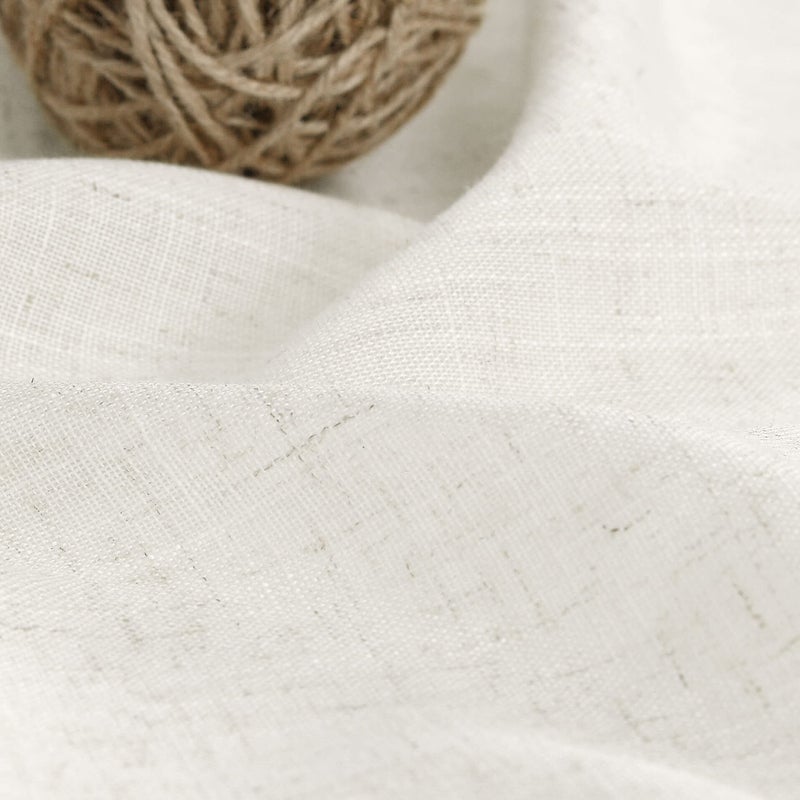 Nanspring Linen Cafe Curtains 30 Inch Length Light Filtering Semi Sheer Mini Curtains for Small Window Basement Bathroom Natural Back Tab Rod Pocket Pleated Short Sheer Kitchen Curtain 30x30 Cream - Image 2