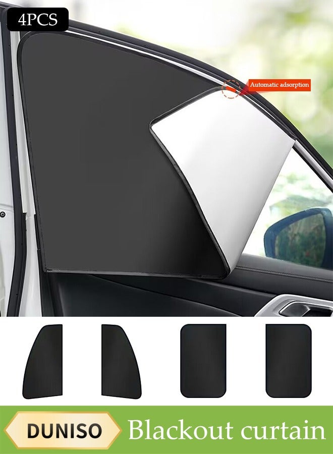 DUNISO 4Pcs Magnetic Car Sun Shade, Universal  Heat Insulation Board, Multifunctional  Sunshade, Heat And Sun Protection, Foldable, Used For Side Window Front And Rear Windshields, Universal For Cars, Suvs, Trucks  - Image 1