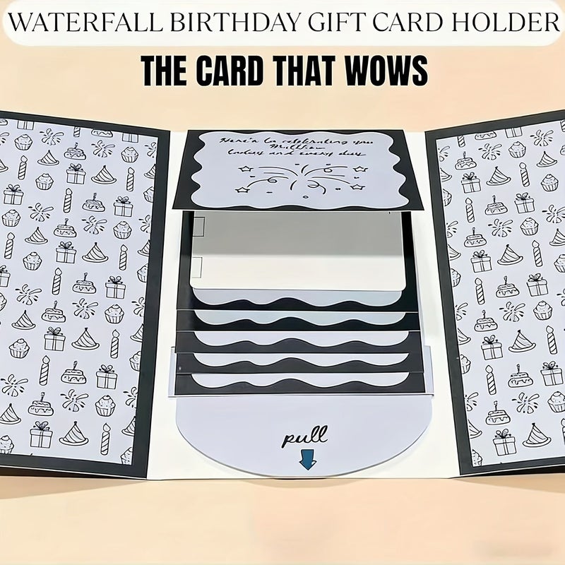 A Handmade Red Waterfall Christmas Card Manual Birthday Card Organizer Pullout Greeting Card Book - Image 5