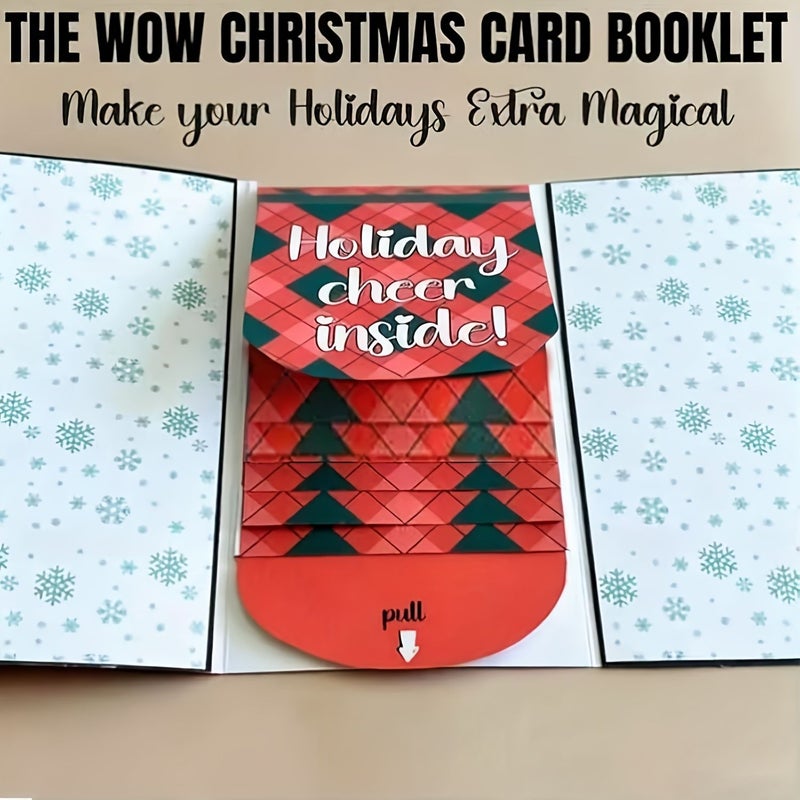 A Handmade Red Waterfall Christmas Card Manual Birthday Card Organizer Pullout Greeting Card Book - Image 4