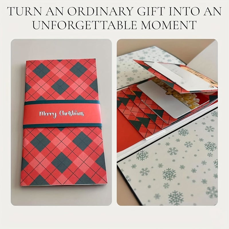 A Handmade Red Waterfall Christmas Card Manual Birthday Card Organizer Pullout Greeting Card Book - Image 3