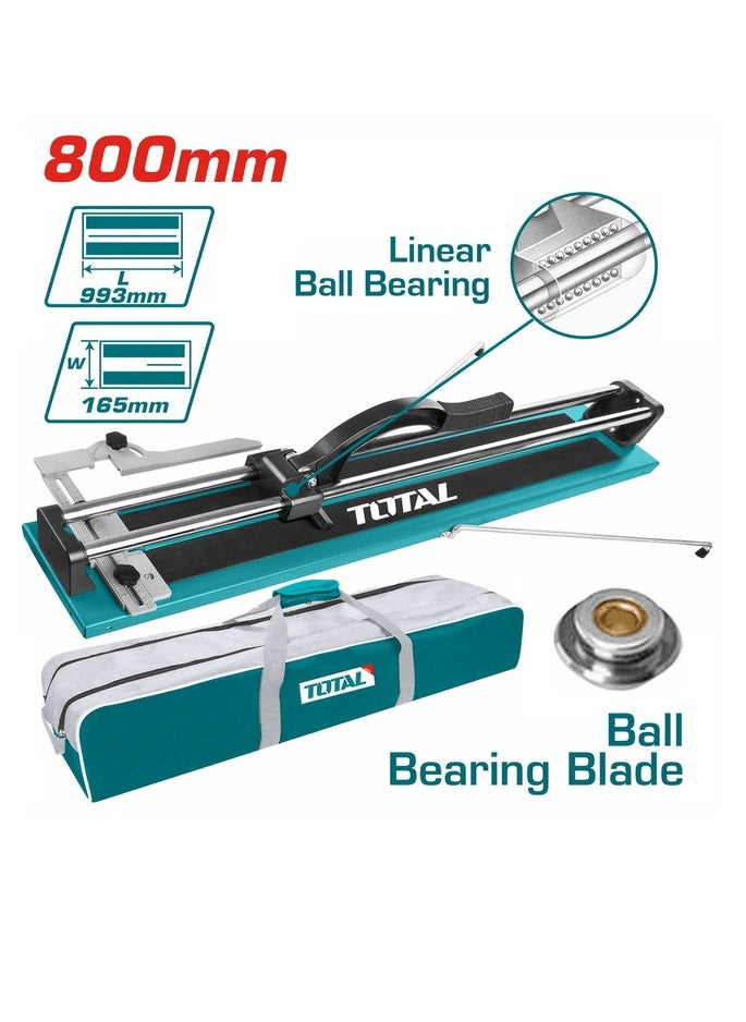 TOTAL - TOTAL Tile Cutter – Max Cutting Length 800mm, 14mm Thickness – Steel Base, Tungsten Carbide Ball Bearing Blade – Multi-Function Tile Cutter for Direct & Diagonal Line Cutting – Includes Aluminium Gauge & Carry Bag - Image 1
