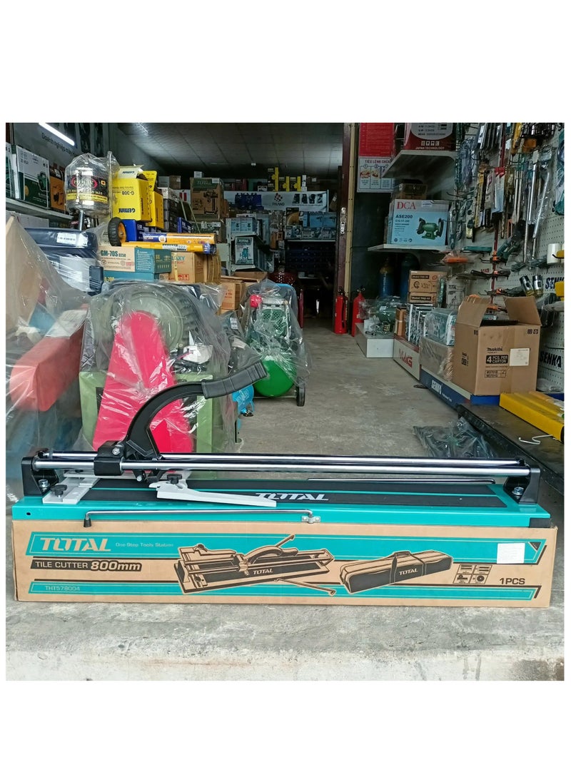TOTAL - TOTAL Tile Cutter – Max Cutting Length 800mm, 14mm Thickness – Steel Base, Tungsten Carbide Ball Bearing Blade – Multi-Function Tile Cutter for Direct & Diagonal Line Cutting – Includes Aluminium Gauge & Carry Bag - Image 1