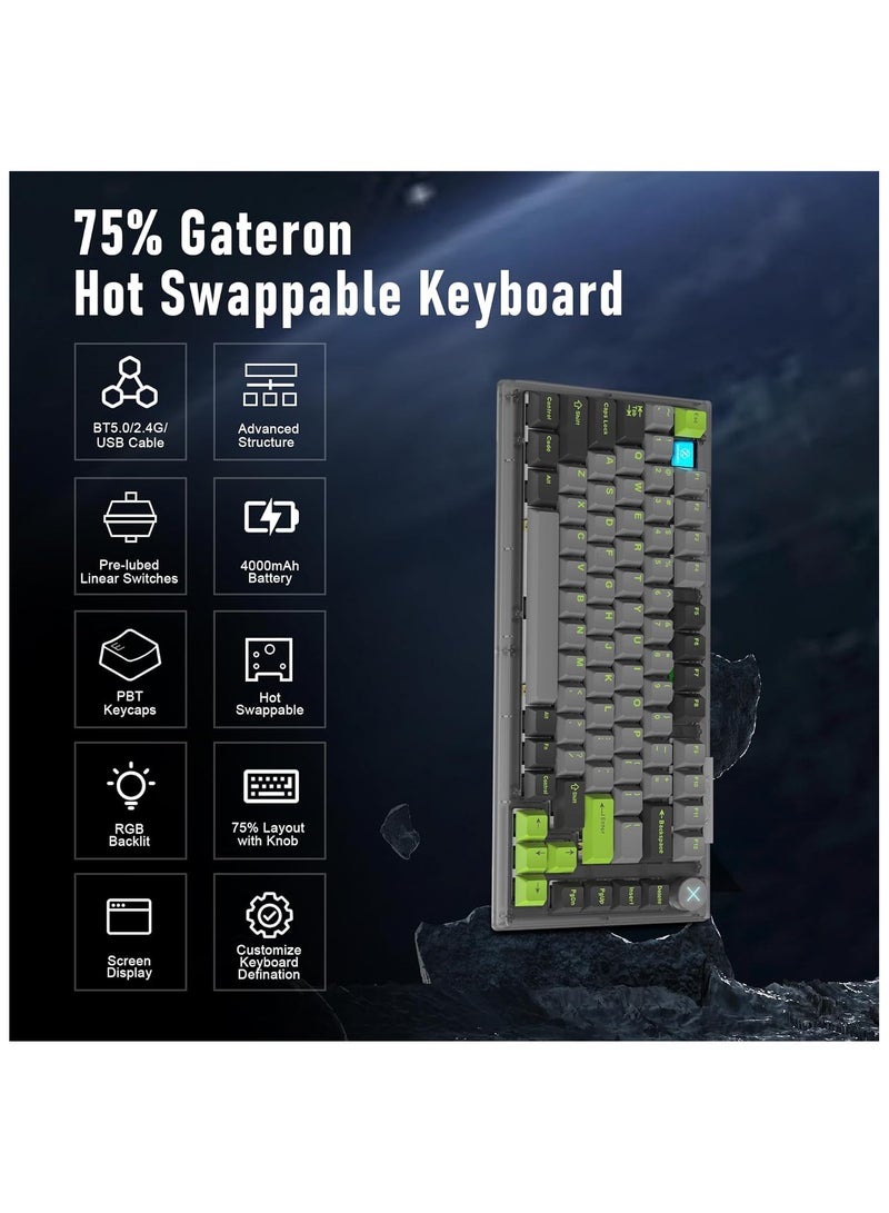 Wireless Mechanical Keyboard,81 Keys Hot Swappable Custom Keyboard with Knob,RGB Backlit,2.4GHz/USB-C/BT5.0 Mechanical Gaming Keyboards, PBT Keycaps, 100 Million Keystroke Lifespan - Image 2