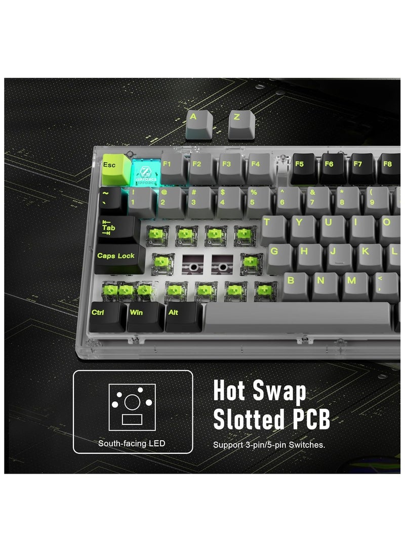 Wireless Mechanical Keyboard,81 Keys Hot Swappable Custom Keyboard with Knob,RGB Backlit,2.4GHz/USB-C/BT5.0 Mechanical Gaming Keyboards, PBT Keycaps, 100 Million Keystroke Lifespan - Image 4