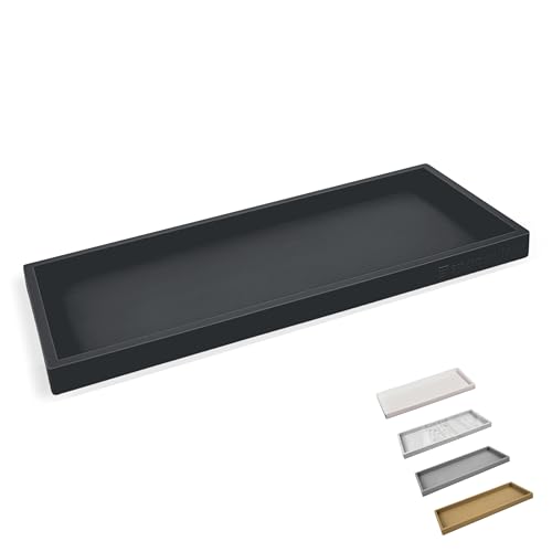 Spacewiser Countertop and Vanity Tray - 11.7" Silicone Bathroom Tray Countertop, Dish Soap Trays for Kitchen Counter, Organizer Accessories Caddy, Toilet Laundry Shower Oil Makeup Mat, Black - Image 1