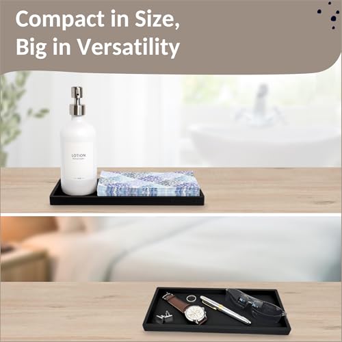Spacewiser Countertop and Vanity Tray - 11.7" Silicone Bathroom Tray Countertop, Dish Soap Trays for Kitchen Counter, Organizer Accessories Caddy, Toilet Laundry Shower Oil Makeup Mat, Black - Image 5