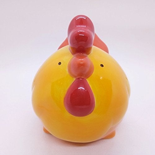WitnyStore بنك العملات ويتني ستور 5" دجاجة صفراء حمراء - خزائن نقود خزفية مصنوعة يدويًا ومطلية، حاوية عملات قابلة للإزالة، تخزين، تمثال زخرفي ملون لطيف، هدايا ديكور منزلي - Image 4