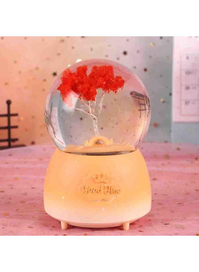 Dream Crystal Ball Cherry Blossom Snow Music Box Snow Crystal Ball Ornaments Send Girlfriends-Color:Princess Elsa Large [automatic Snow]-Size:Premium Bag + Greeting Card + Handbag - Image 4