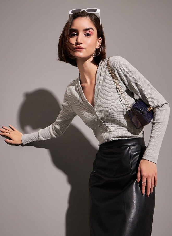 ساسافراس بلوزة قصيرة بياقة على شكل حرف  للنساء - Image 3