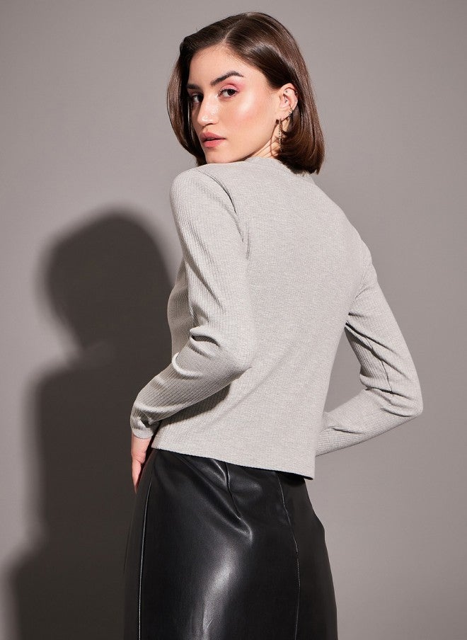 ساسافراس بلوزة قصيرة بياقة على شكل حرف  للنساء - Image 4