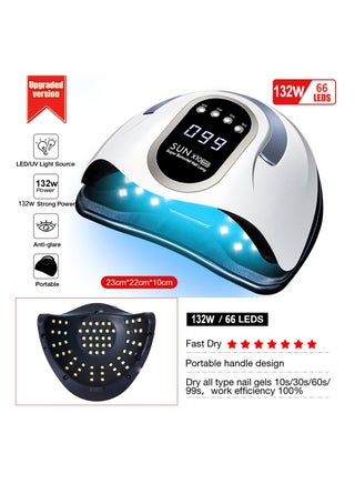 280W UV LED Nail Lamp, Fast Nail Curing Lamps for Home & Salon, 66 Beads Dryer for Gel Polish with Automatic Sensor/4 Timer Setting, Handle Professional Art Tools - view 2
