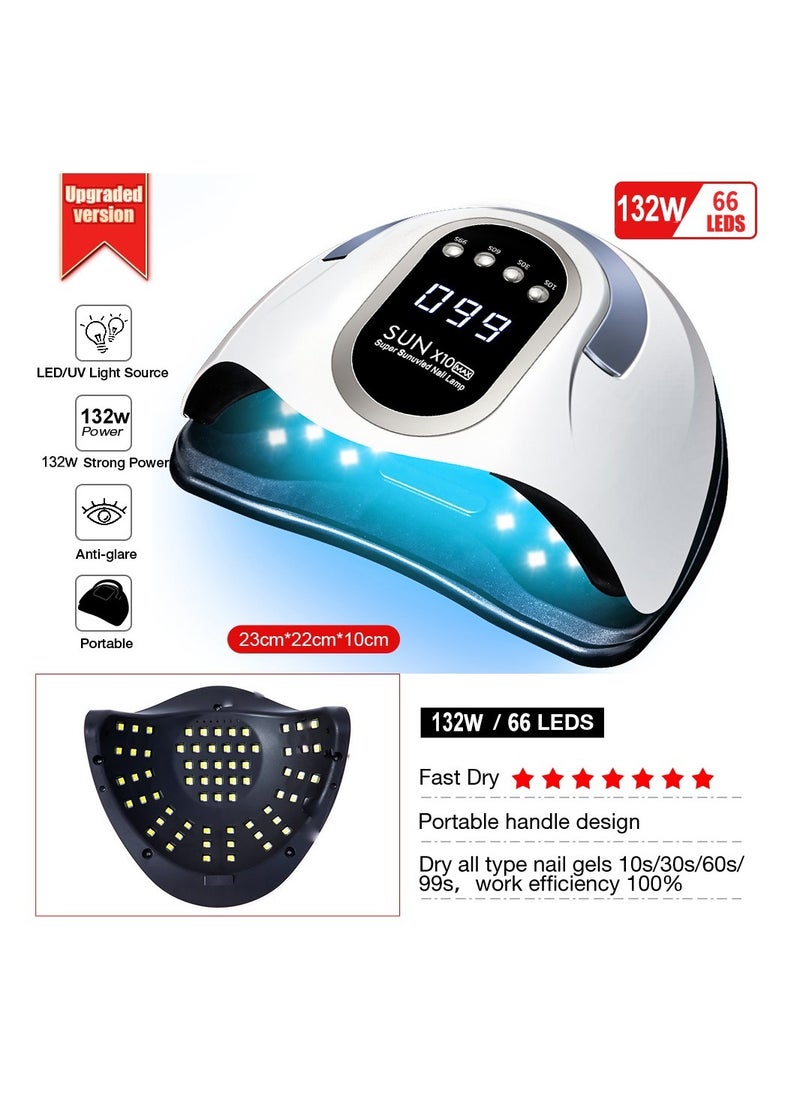 Generic - 280W UV LED Nail Lamp, Fast Nail Curing Lamps for Home & Salon, 66 Beads Dryer for Gel Polish with Automatic Sensor/4 Timer Setting, Handle Professional Art Tools - Image 1
