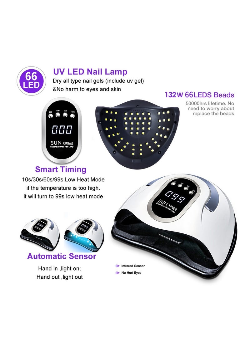 Generic - 280W UV LED Nail Lamp, Fast Nail Curing Lamps for Home & Salon, 66 Beads Dryer for Gel Polish with Automatic Sensor/4 Timer Setting, Handle Professional Art Tools - Image 1