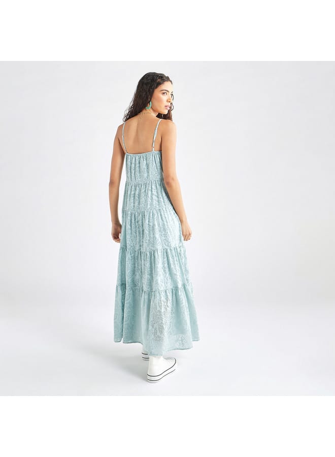 سبلاش فيڤ فستان متعدد الطبقات بياقة سويت هارت وطبعات - Image 3