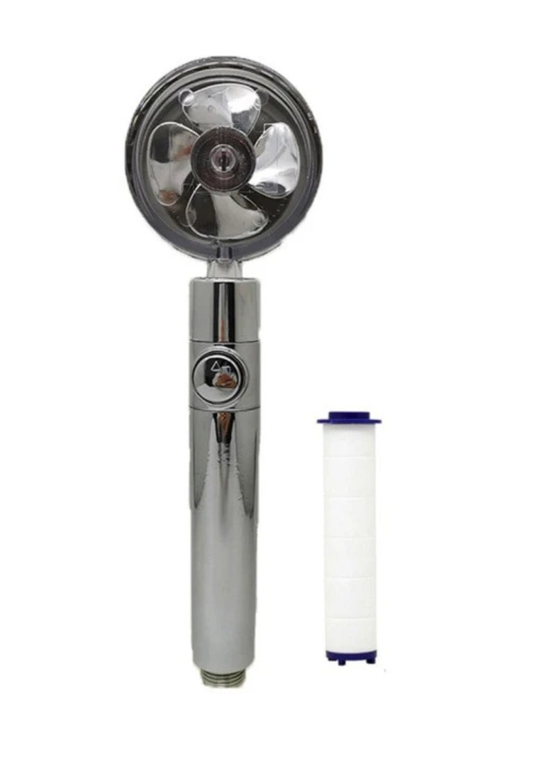 DIGI CORE Water Saving Flow Shower Head 360 Degree Rotating With Small Fan And Rain High Pressure Spray Nozzle High Pressure Turbo Shower Bathroom Accessories - Image 1